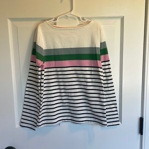 Mini Boden long sleeved T-shirt. Boat neck. Striped. Size 8-9 y